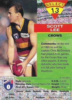 1994 Select AFL #13 Scott Lee Back
